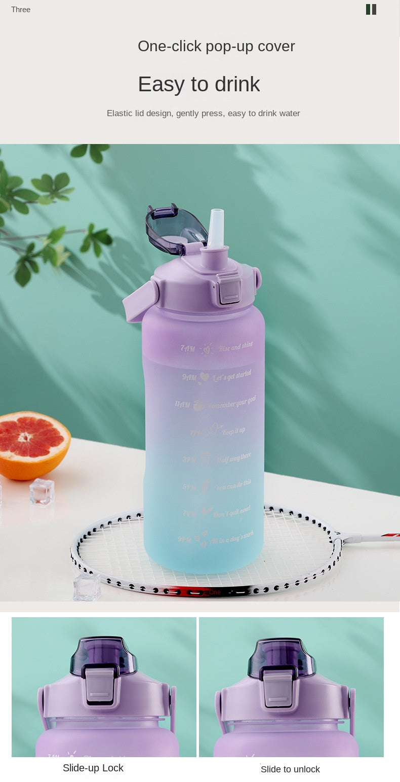 Motivations-Wasserflasche mit Zeitmarker - Tragbare, wiederverwendbare Sportflasche für Outdoor, Reisen und Fitness