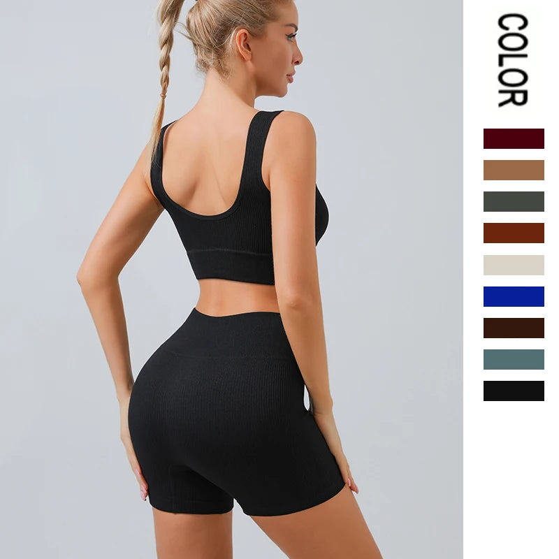 Yoga Set für Frauen – Nahtloses Sportoutfit mit Crop Top und Leggings