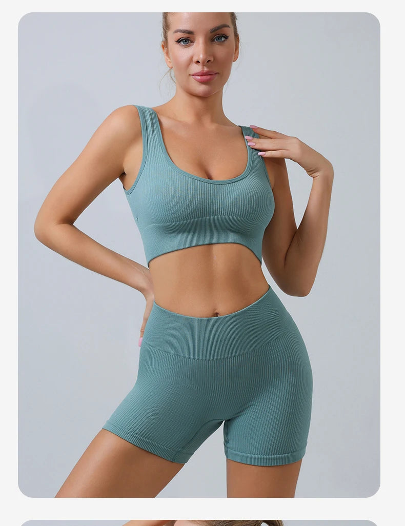 Yoga Set für Frauen – Nahtloses Sportoutfit mit Crop Top und Leggings