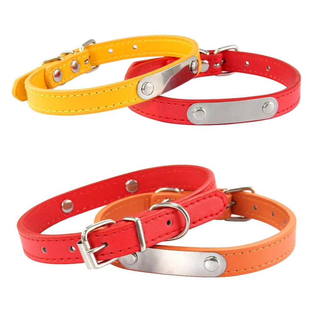 Individuell graviertes Hundehalsband aus robustem PU-Leder - Anti-Verlust-ID für kleine, mittlere und große Hunde, Welpen und Katzen - Pink