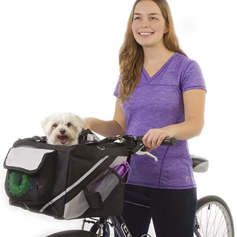 Haustier-Fahrradträgertasche - Vordertasche für Fahrrad, Reise-Fahrradsitz für kleine Hunde und Katzen, ideal für Wandern und Radfahren