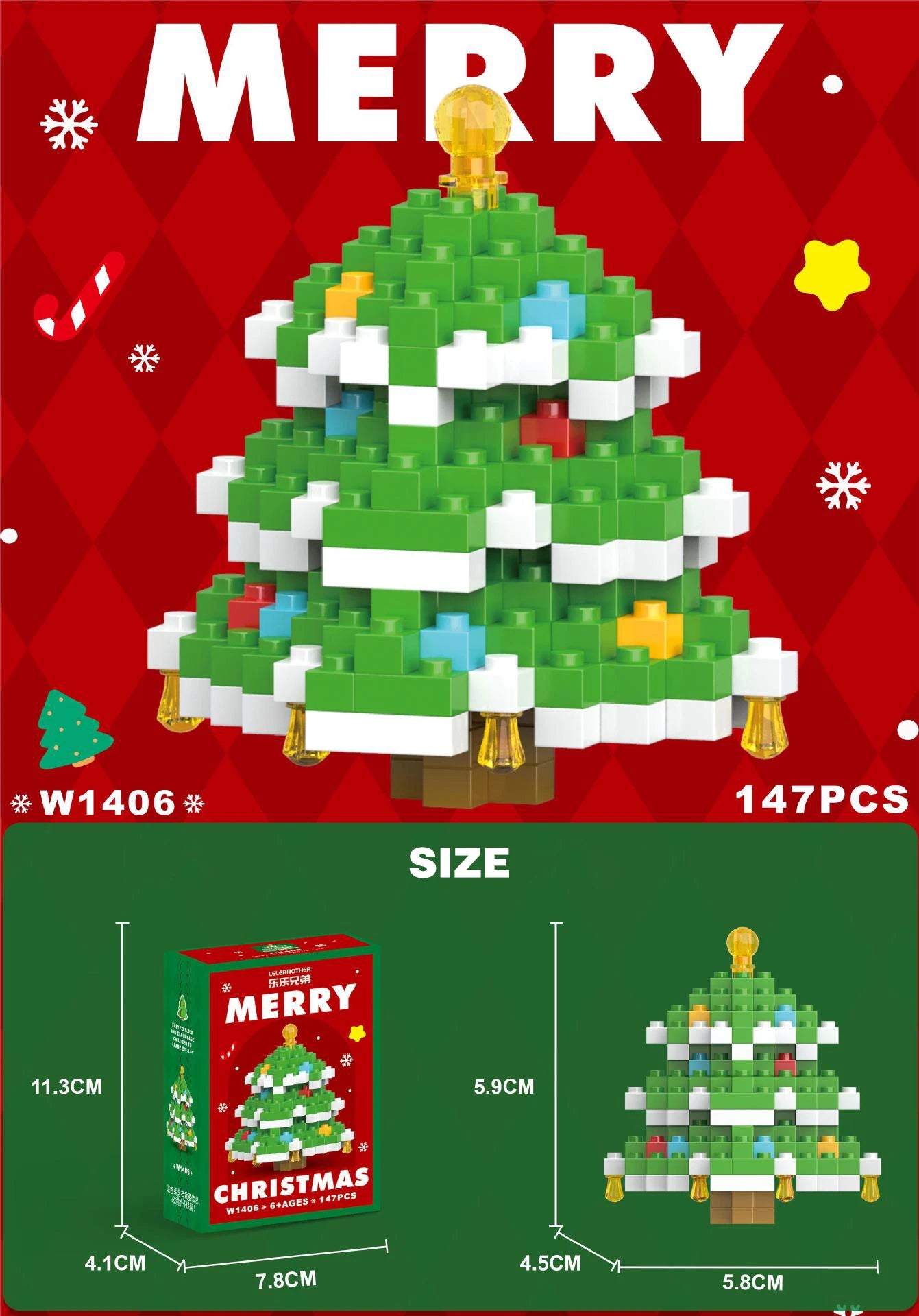 Weihnachten Bauklötze Santa Claus Schneemann Rentier Baum Mikrobaukasten Puzzle – Weihnachtsdekoration, Party-Geschenk für Kinder