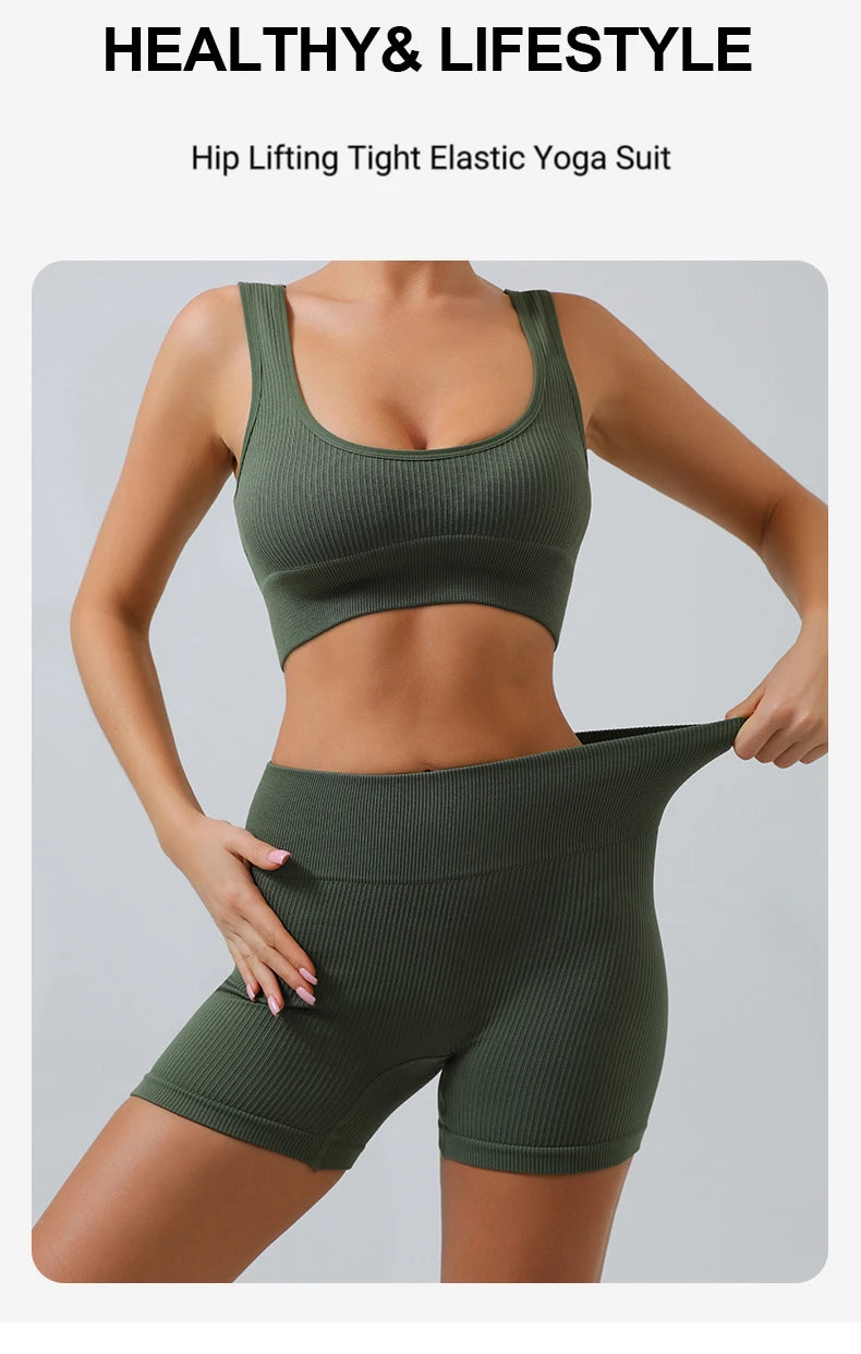 Yoga Set für Frauen – Nahtloses Sportoutfit mit Crop Top und Leggings